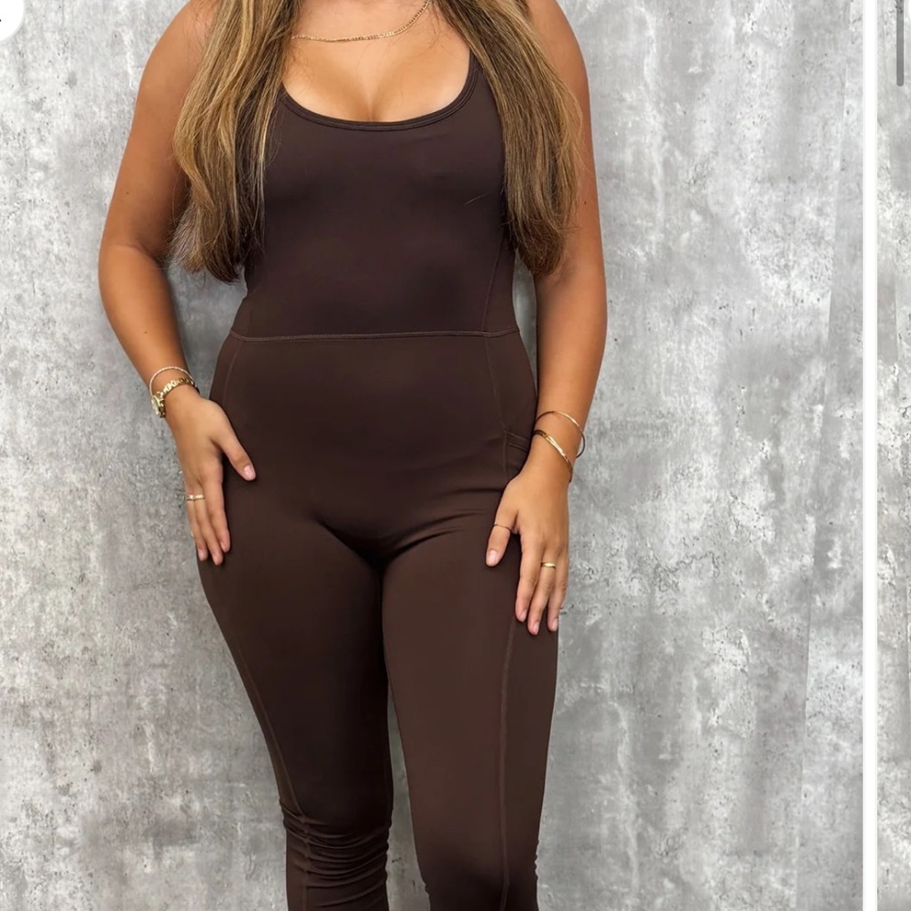 Active by Teal 🤎 Long Britt Jumpsuit in Mocha